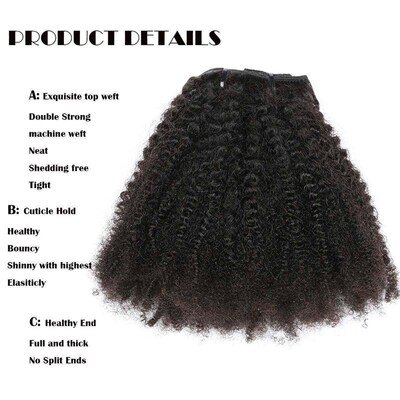 Peruvian Afro Kinky Curly Remy Clip In Human Hair bundles