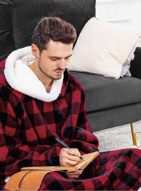 Long Flannel Blanket with Sleeves Winter Hoodies Pullover