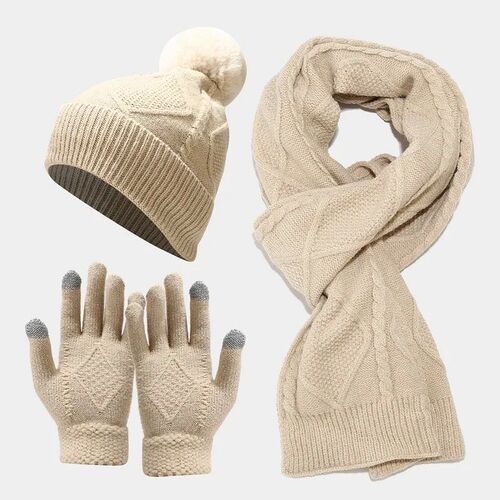 Womens Scarf Sets Winter Hat Scarf Gloves Knitted Keep Warm