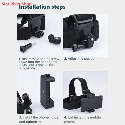 Headband Holder for Gopro Action Camera with Mount Clip Head