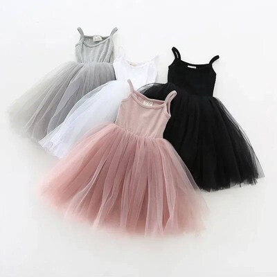 Summer Cute Girls Sequined Princess Dress Kids Sleeveless Tu