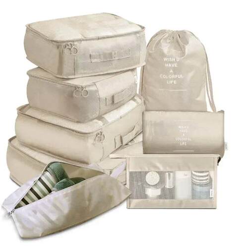 7Pcs Folding Travel Organizer Storage Bags Wardrobe Cube Sui