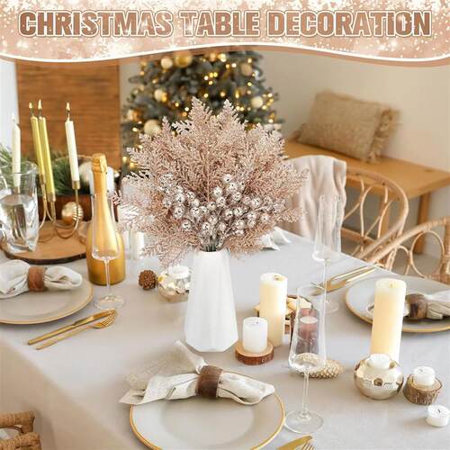 Glitter Christmas Decoration Artificial Berrys Bouquets Stal