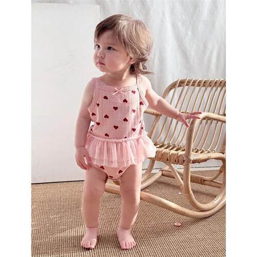 0-24M Heart Print Baby Girl Romper Summer born Kid Clothes S
