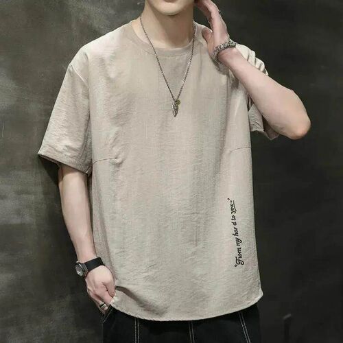 Ice Silk Summer Loose Half Sleeve Embroidery Youth Short Sle