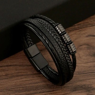 3/4 Layer High Quality Hand-Woven Leather Bracelets Men rend