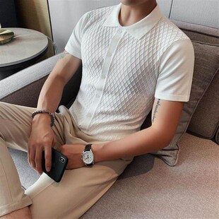 Men Knitwear  New Design Summer Short Sleeve Thin Fashion Bl