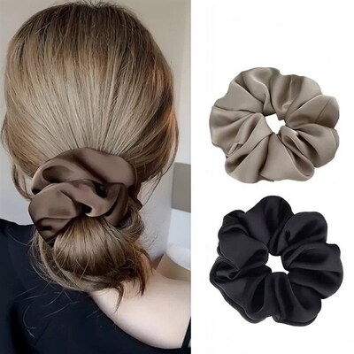 Vintage Satin Hair Scrunchies for Women No Crease Hair Ties