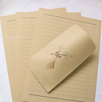 1 Set Vintage Animal Deer Writing Stationery Paper with Enve