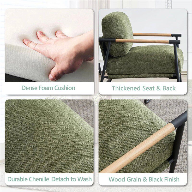 Accent Armchair Lounge Chair Chenille For Living Room Mid Ce