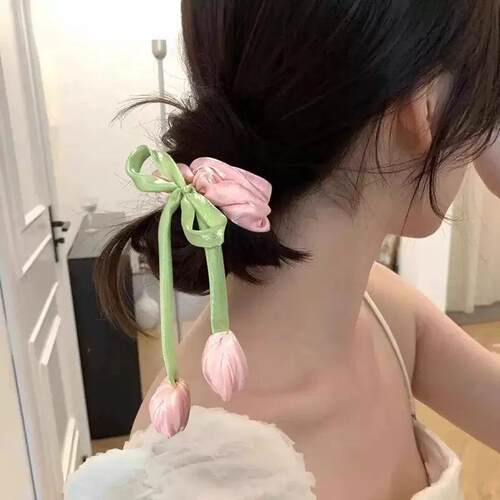 1pc sweet tulip ribbon large intestine headband new high-end