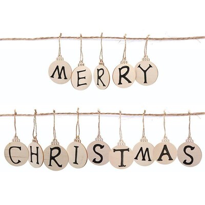 10pcs Wooden Christmas Decorations DIY Craft Toys Unfinished