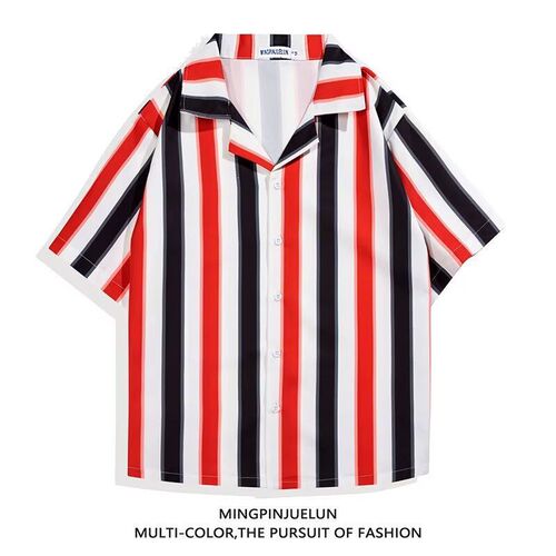 Striped shirt temperament summer youth popular new mens fas