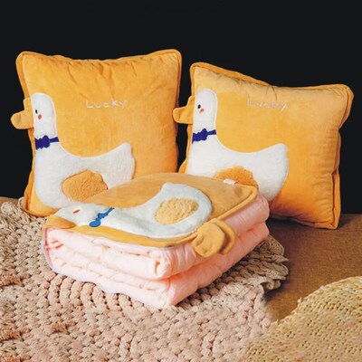 Throw Pillow Blanket 2-in-1 Foldable Pillow Quilt Cute Carto