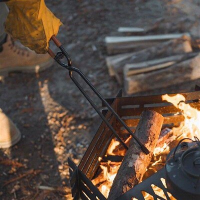 Barbecue Burning Tongs with Leather Cover Bonfire Firewood