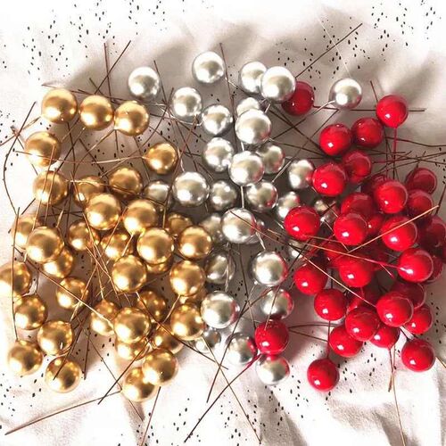 1000/50x Mini Artificial Berries Red Fake Berry Cherry Stame