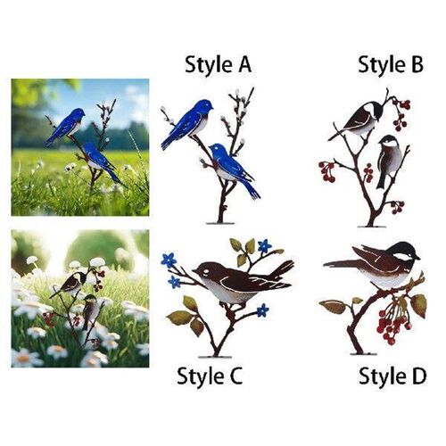 Metal Birds on Branch Centerpiece Elegant Bird Statue Metal