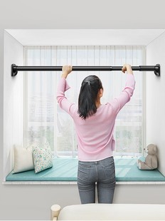 伸缩晾衣杆阳台顶装免打孔不锈钢窗帘浴帘杆挂衣家用晾衣架一根杆