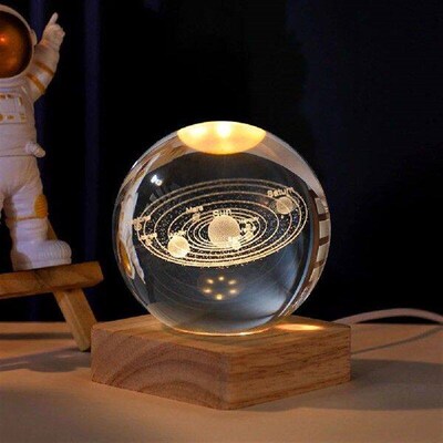 8cm Illuminated Display Base Wooden Glass Lighted Base with