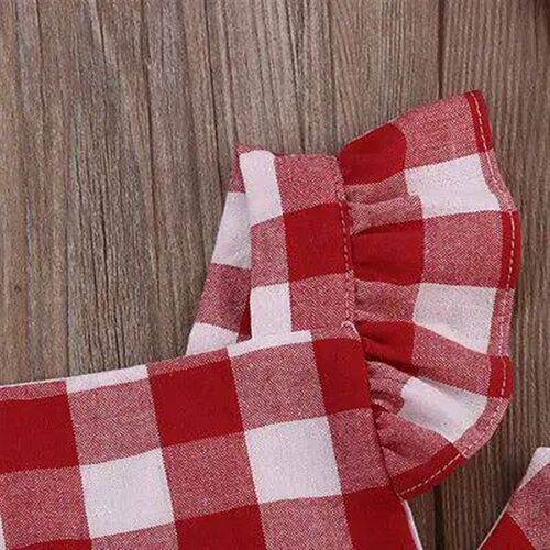 Citgeett Summer Newborn Infant Kids Baby Girl Red Plaid Romp