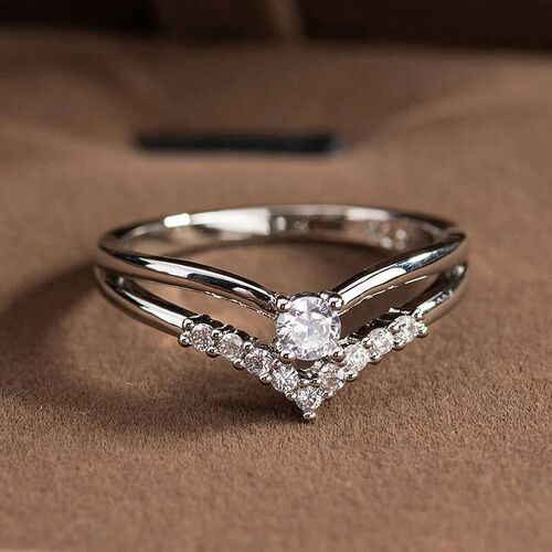 New Silver Color Cubic Zircon Engagement Classic Rings for W