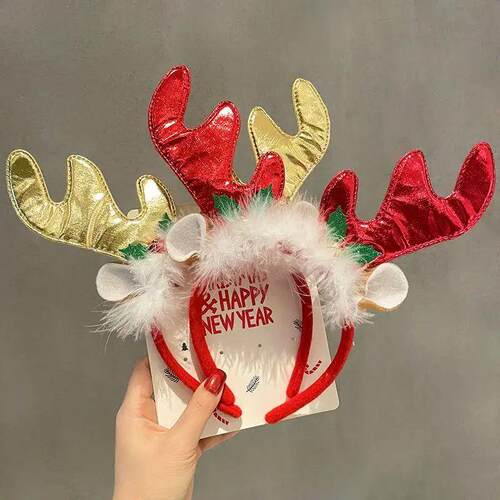 2023New Christmas Sen Deer Horn Hair Band Female Santa Claus
