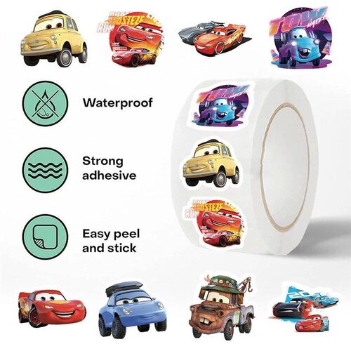 500Pcs/Roll  Cars Cartoon Stickers Lightning McQueen Decals