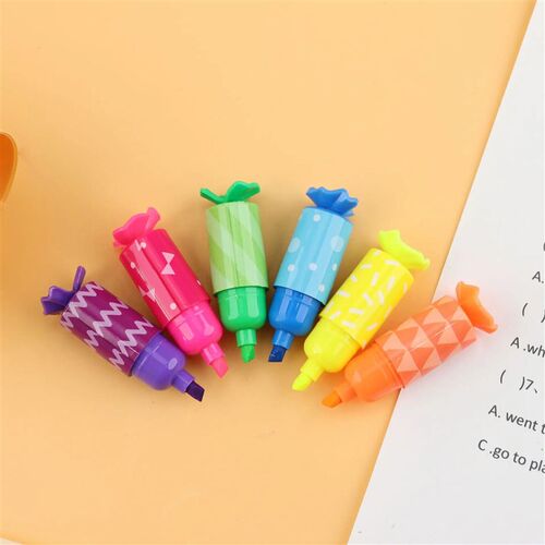 6 Pcs candy shape Highlighter Marker Pens Fluorescent Pen Dr