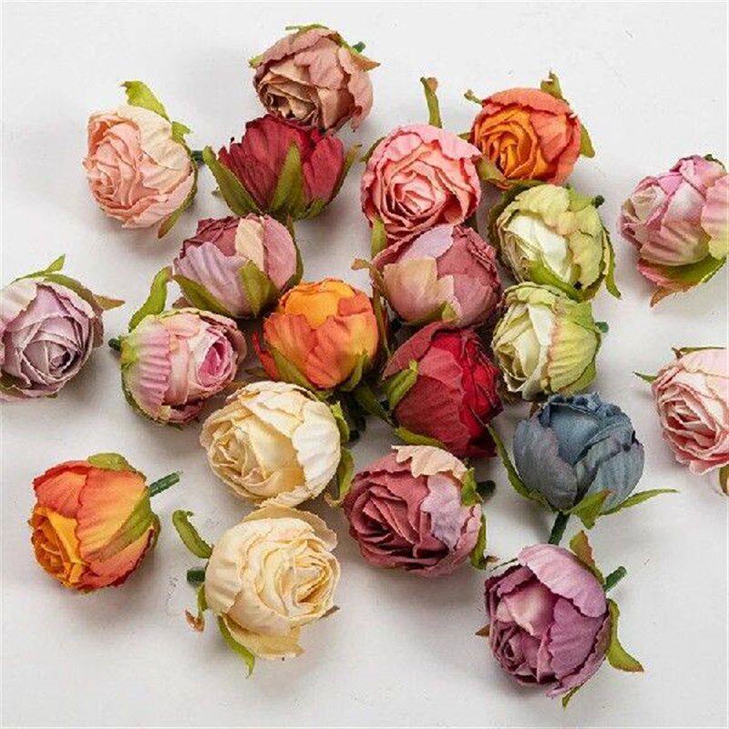 20Pcs 4*5cm Silk Rose Artificial Flower Heads Fake Flower