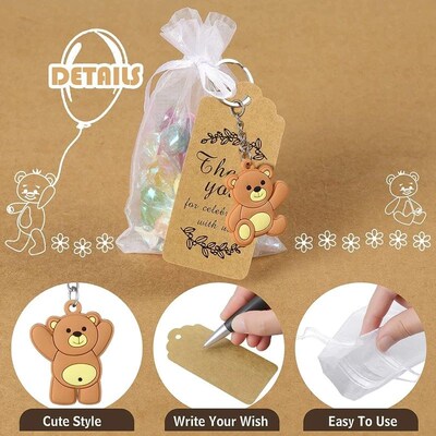 30/60pcs Baby Shower Souvenirs Gift for Guesets Bear Keyc