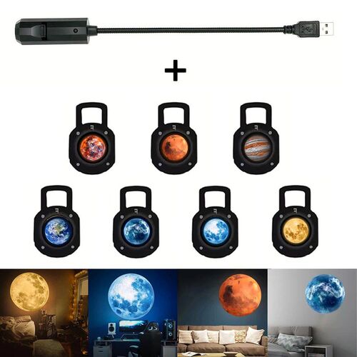 1 lamp + 7 planet projections can be replaced. Creative atmo
