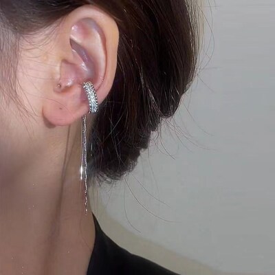 1pc Sparkling Shiny Rhinestone Chain Fake Cartilage Piercing