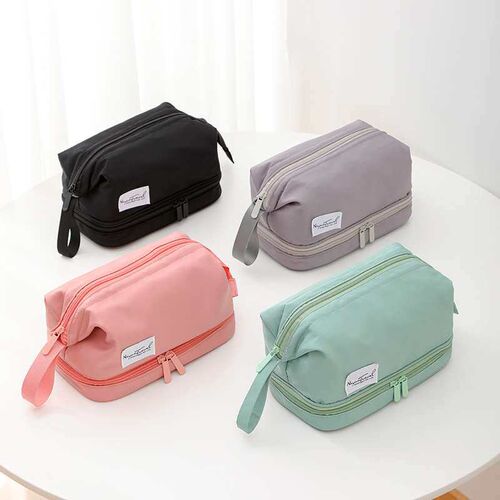 New double-layer cosmetic bag large capacity high-value port