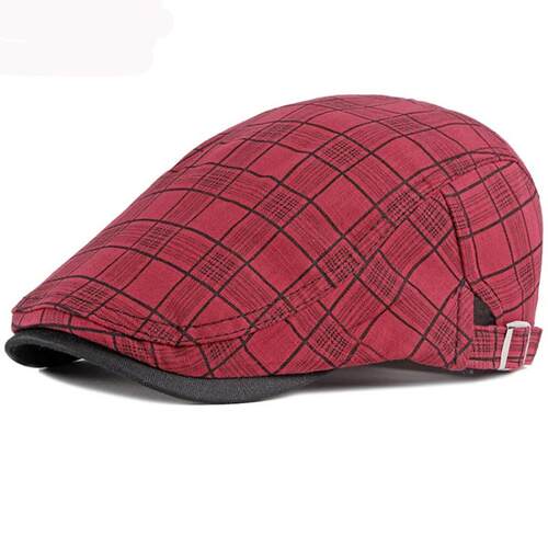 HT3013 Beret Men Women Spring Summer Hat Vintage Plaid Ivy N