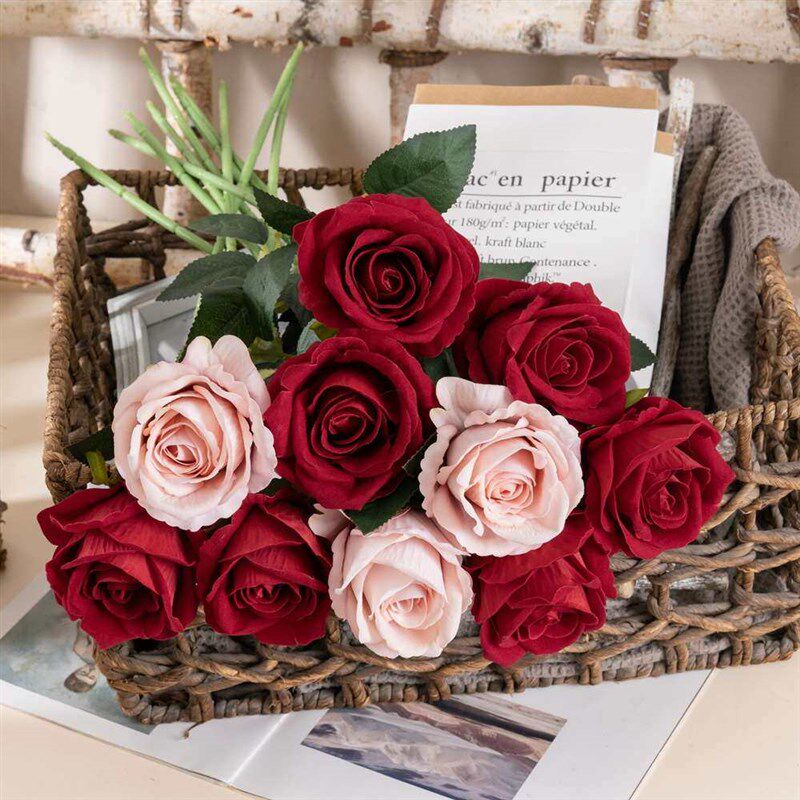 INS wind flannel rose flower simulation wedding plant bonsai