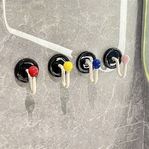 2PCS ABS Colorful Ball Hooks Punch-free Self Adhesive