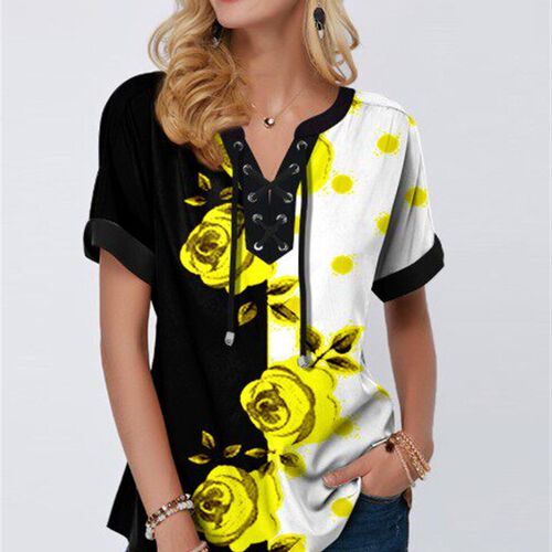 Plus Size 4xl 5x Pullovers Blouse shirt Boho Print Lace Spli