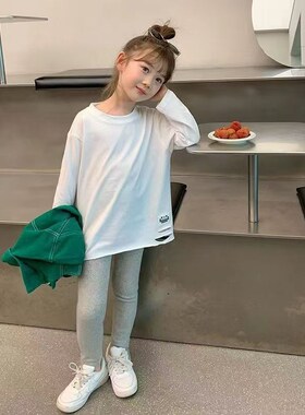 Spring 2025 Kids Plain Tshirt Fashionable Hole Base Shirt fo