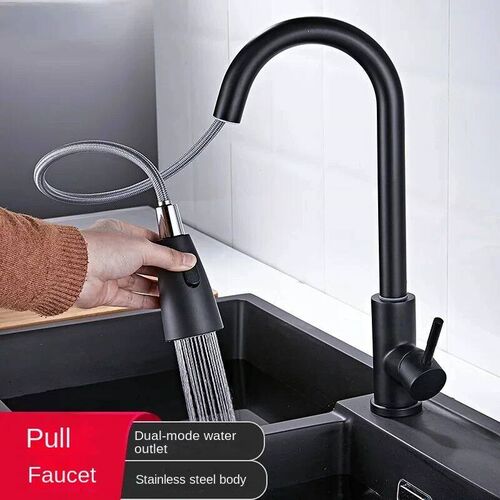 304 stainless steel Kitchen Faucet Single Hole Pull Out Spou