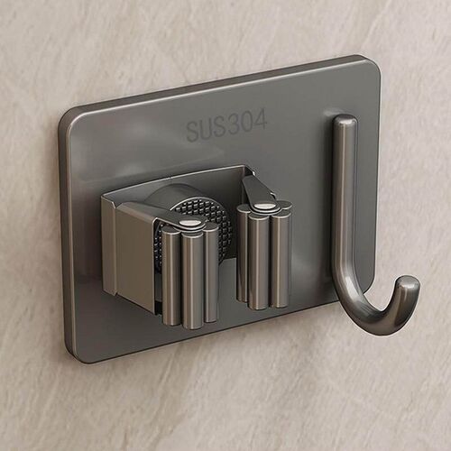 304 Stainless Steel Mop Hook for Bathroom, No-Drill Wall-Mou