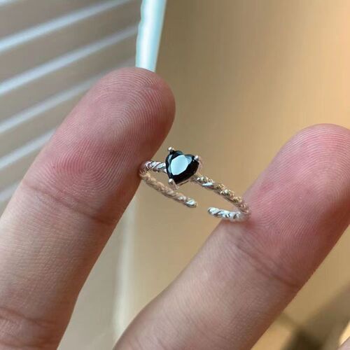 Simple Design Heart Zircon Open Rings For Women Silver Color