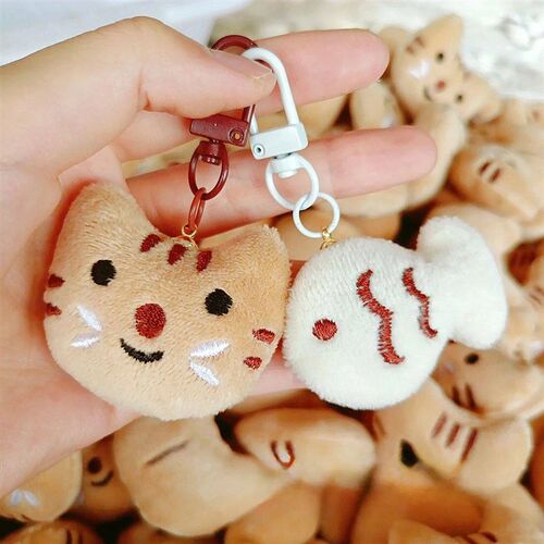 Mini Cats And Fish Keychain Toys 2pcs Cat Plush Key Chain Do