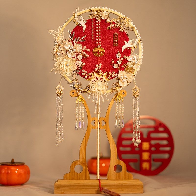 新娘团扇成品diy材料包秀禾服喜扇中式风格闺蜜结婚出嫁遮面扇子,家居饰品,工艺扇/团扇/喜扇/折扇,淘宝优惠券,粉丝福利购,淘宝优惠卷