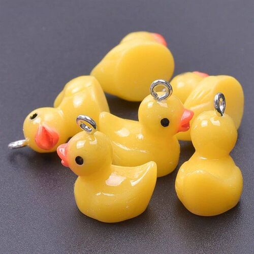10/30/50/100pcs/Lot Yellow 3D Duck Resin Charms Cute Animal