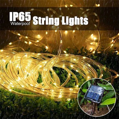 7M/12M/22M/32m Outdoor Solar Tube Rope Led Light Garden Chri