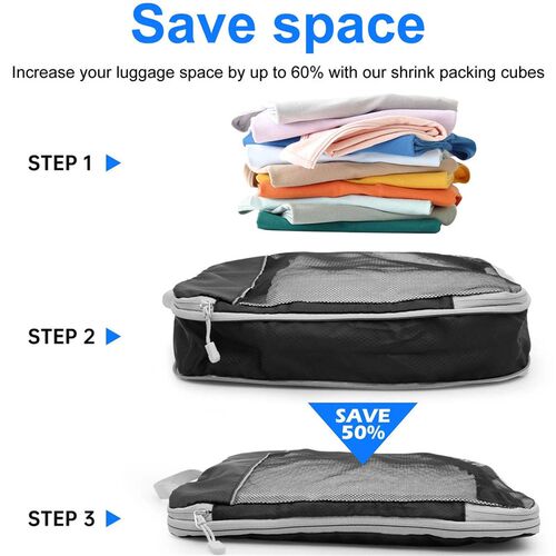 6Pcs Set Travel Bag Compression Packing Cubes Lightweight Du