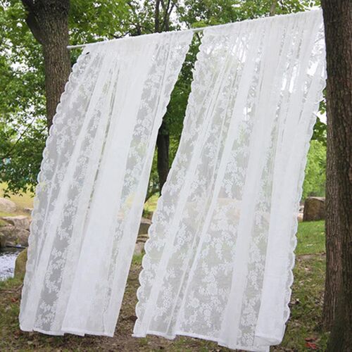 White Lace Curtain Window Mosquito Net Fly Screen Curtain fo