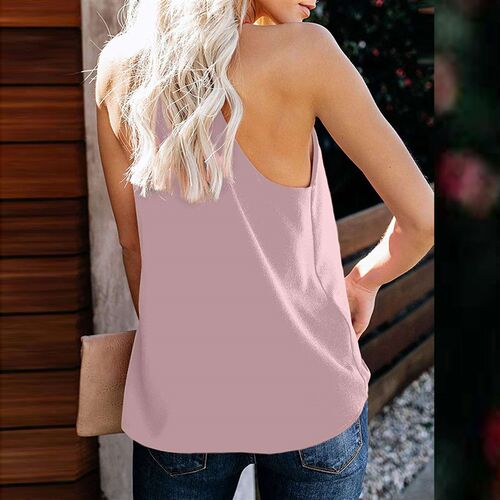 Summer I-shaped vest womens new contrast color V-neck lace
