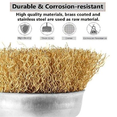 12pcs Wire Brush Wheel Cup Brush Set Coarse Crimped 1/4