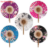 Pocket Folding Hand Japanese Round Flower Fan Circle Sakura